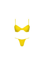 Capri Ruched Underwire String Bikini Set Yellow
