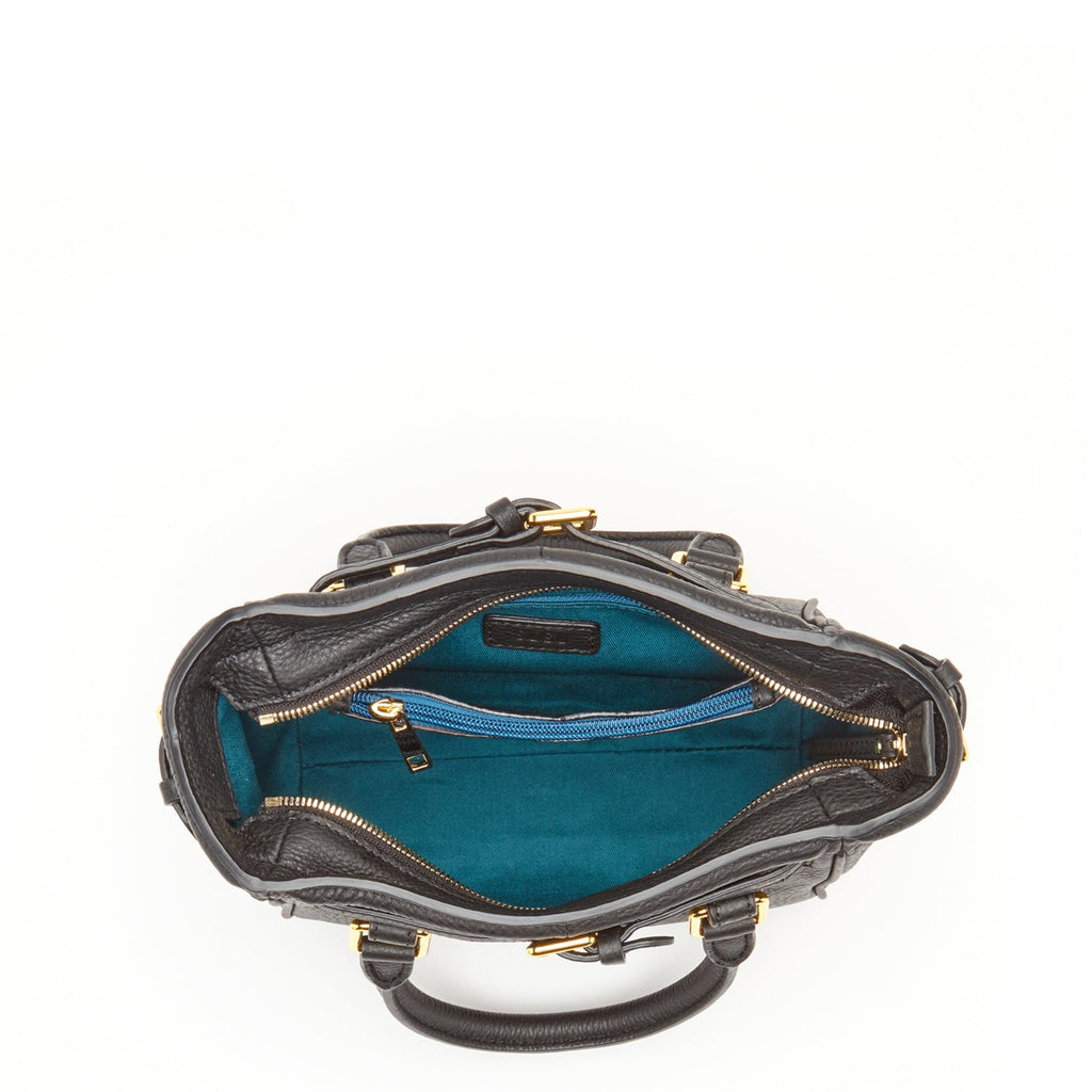 SUSU Top Handle Leather Satchel Bag Black Purse Crossbody Bag for Women
